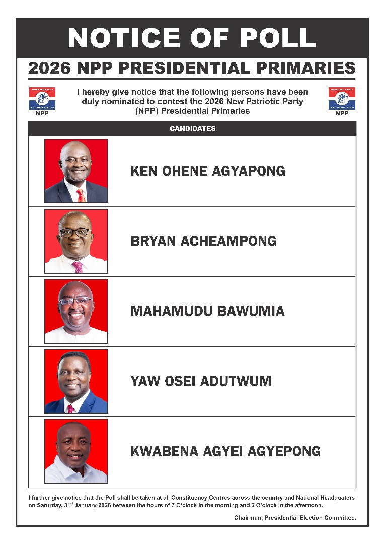NPP Presidential Primary: Ken no. 1, Bawumia third on ballot paper